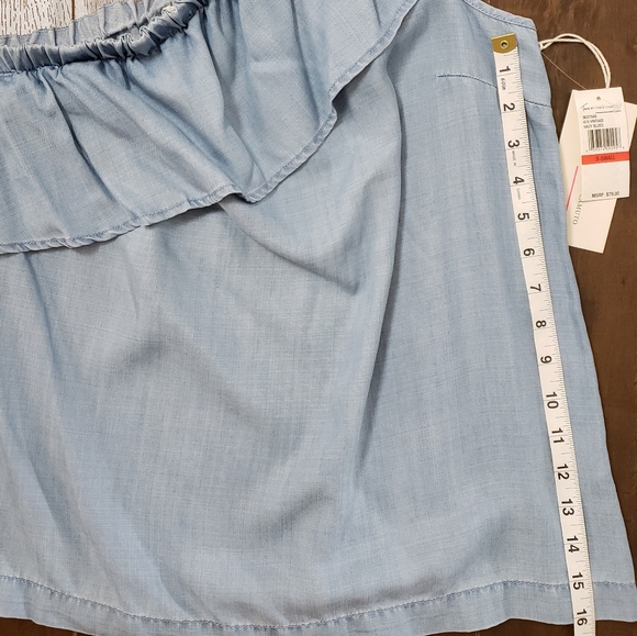 Two By Vince Camuto One Shoulder Ruffle Top Blue - Picture 6 of 8